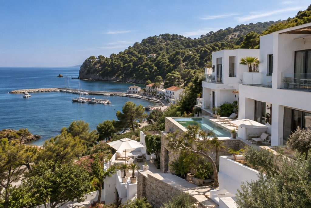 Natura Luxury Boutique Hotel overlooking the sea near Loutraki on Skopelos
